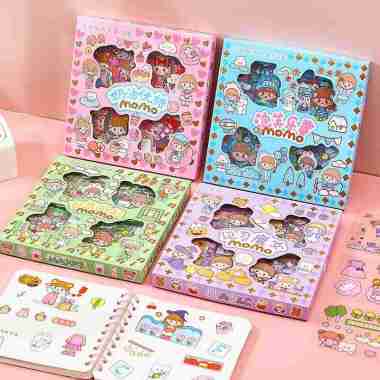 MOMO stiker 2d momo stiker dekorasi scrapbook motif korea lucu sticker kelinci cute transparant anti
