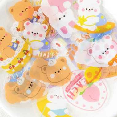 MOMO stiker 2d momo stiker dekorasi scrapbook motif korea lucu sticker kelinci cute transparant anti