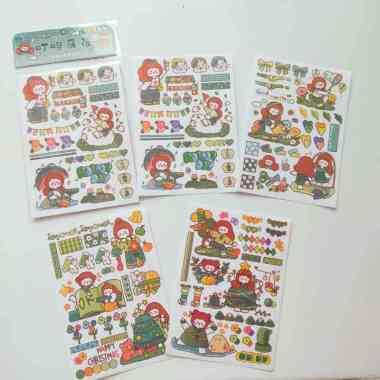 MOMO stiker 2d momo stiker dekorasi scrapbook motif korea lucu sticker kelinci cute transparant anti