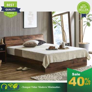 Ranjang kayu jati tempat tidur dipan minimalis kayu jati jepara MKI Furniture 120 x 200