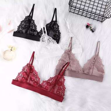 SCARLET Sexy Bra Seamless Tanpa Kawat BH Pakaian Dalam Wanita Hitam L