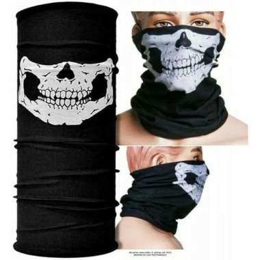 Buff rahang tengkorak buf masker hitam motor bandana