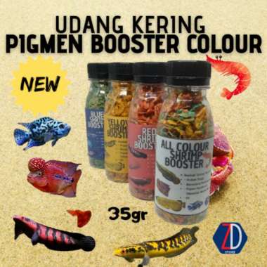 UDANG KERING BOOSTER PIGMEN WARNA Makanan Untuk Ikan Channa Louhan Oscar Arwana Yellow 35gr