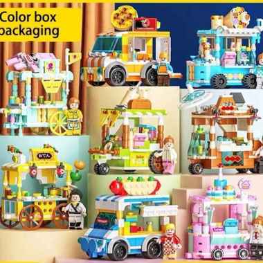 Mainan Anak Balok Susun Food Street Mini Mainan Edukasi Balok Susun Stinky Tofu warna