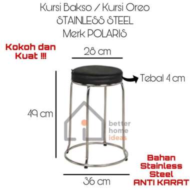 Kursi Bakso / Kursi Oreo STAINLESS STEEL POLARIS Hitam