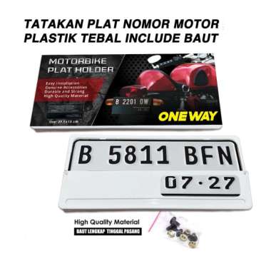 Dudukan Tempat Plat Nomor Motor Frame Cover Plat Motor PUTIH Set Baut