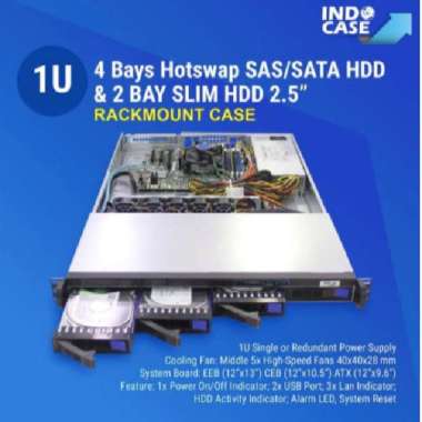 INDOCASE - IC1042 Case Rackmount 1U w/ PSU 500W 80+GOLD