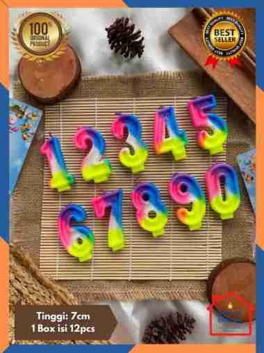 Lilin Angka Ulang Tahun Pelangi / Lilin Ulang Tahun Rainbow Angka 2