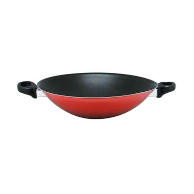 Maxim Valentino Wajan Penggorengan Teflon Anti Lengket 30cm Wok Merah