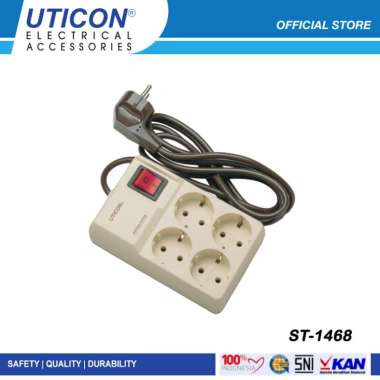 Uticon ST-1468 Stop Kontak 4 Lubang Kabel 1.5m SNI