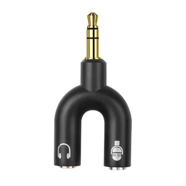 OEM NS - Spliter Jack Aux Mic dan Audio 2 in 1 - Konektor Spliter Audio U HITAM