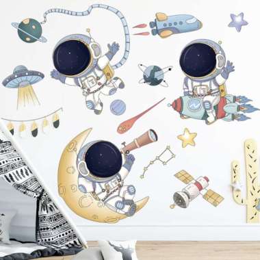 Wall Sticker Astronot Kartun Stiker Dinding Dekorasi Ruang Kamar Anak motif Mancing