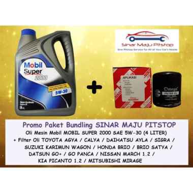 Mobil 1 Super 5W-30 API SN Oli Mesin [4 L] + Filter Oli for Toyota Agya/ Calya/ Yaris/ Daihatsu Ayla