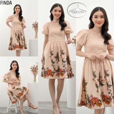 Evercloth Finda Dress Batik Wanita Sabrina VM Dress Wanita Batik JUMBO