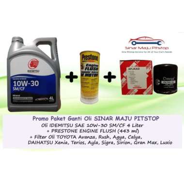 Paket Ganti Oli DAIHATSU AYLA & DAIHATSU SIGRA & DAIHATSU SIRION - IDEMITSU SAE 10W-30 ORIGINAL 4 Li