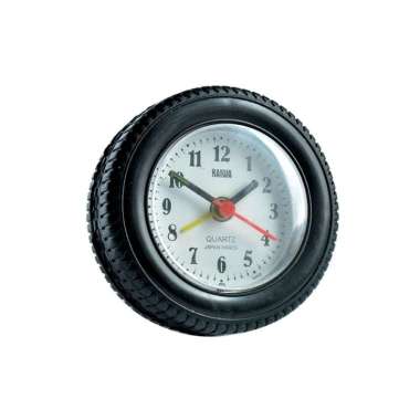 Jam Meja Weker Alarm Anak Bentuk Roda Ban Free Baterai (Black)