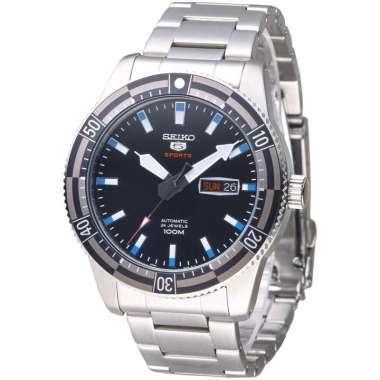 Seiko 5 Sports SRP733-K1 Automatic 24 Jewels Original Garansi Resmi Black Silver