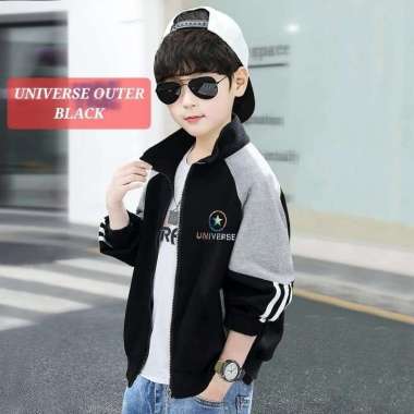 BAJUKIDDIE UNIVERSE OUTER BLACK JAKET ANAK REMAJA COWOK FASHION KOREA 170