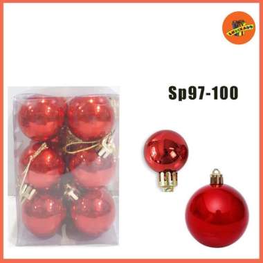 HIASAN BOLA NATAL 12PC 1713- Hiasan Pohon Natal Merah - BESAR