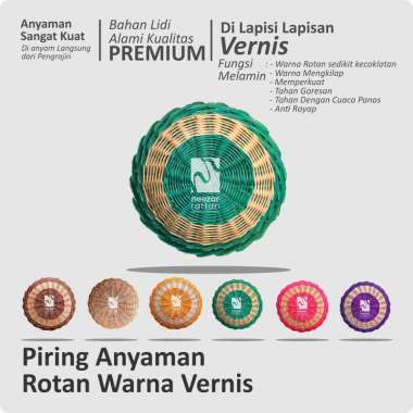 Piring Anyaman Rotan Asli VERNIS Warna Warni Cantik Unik warna Harga murah Grosir Original