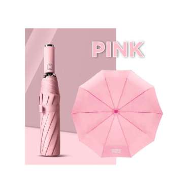 Goto Reva Payung Lipat Umbrella Otomatis Polos Besar Anti UV Jumbo PINK