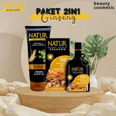 [PROMO] Paket NATUR HAIR Shampoo + Conditioner GINSENG (shampoo 80ml/140ml/270ml) Shampoo 270ml+Cond