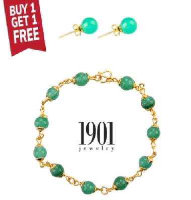1901 Jewelry Buy 1 Get 1 Perhiasan Giok Lapis Emas hijau