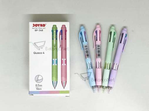 Pen Cetek Pulpen Ballpoint Joyko Quaco Pastel BP-348 4 warna 0.7mm LAKI-LAKI