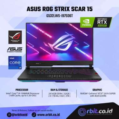 ASUS ROG STRIX SCAR 15 G532LWS-I97SD6T Intel Core i9-10980HK 32GB 2TB