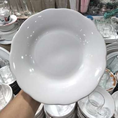 Piring Makan Cekung 9 Inch Polos / Piring Catering Keramik 1 Lusin Multicolor