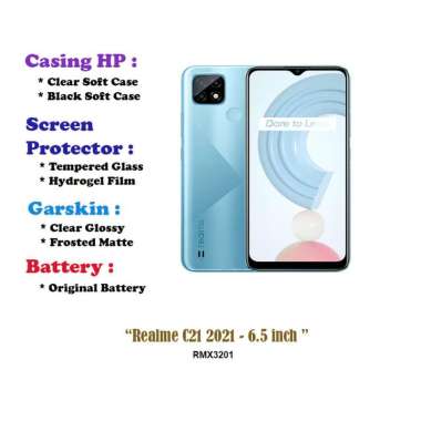 Realme C21 2021 - 6.5 inch - Case - Screen Protector - Battery - Dll Clear Soft Case