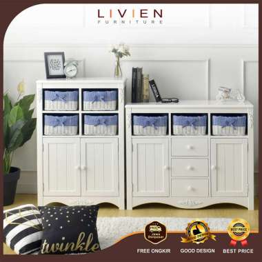 LIVIEN Lemari Laci - Lemari Laci Minimalis - Lemari Laci Kayu - LISA DRAWER RATTAN SET - termasuk Ke
