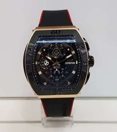 Expedition E6800M Jam Tangan Pria Rubber Strap Black Rosegold