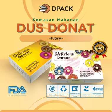 Box Donat Isi 6 Pcs | Dus Donat | Kemasan Donat Bahan Ivory - Orange Pink