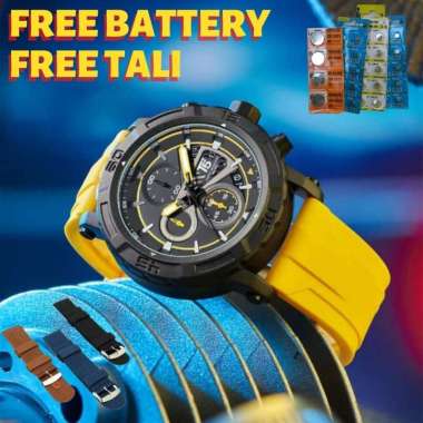 Jam Tangan Pria T5 Original Tali Rubber Tanggal & Chrono Aktif Free Tali & Battery Cadngan Box & Gar
