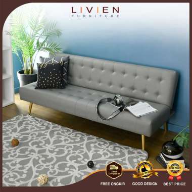 LIVIEN Sofa Bed- Sofa Bed Minimalis - Sofa Ruang Tamu - Sofa Minimalis Murah - Vallen Sofa Bed Abu-a