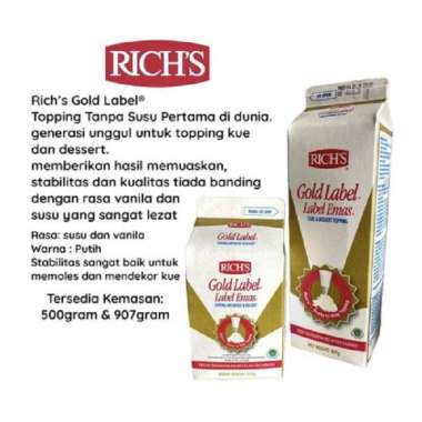 Rich's Gold Label Whipping Cream Whip Cream Label Emas Whipping Cream Cair 907Gr