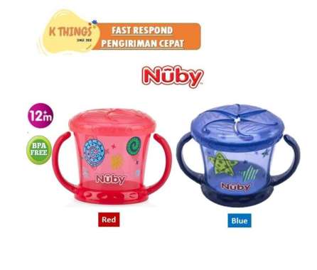 NUBY Snack Keeper Mangkok Snack Tempat Penyimpanan Snack Bayi 12m+ Blue