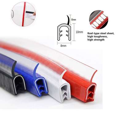 Lis Karet Seal List Peredam Pelindung Pintu Mobil Besi Car Door Guard Merah