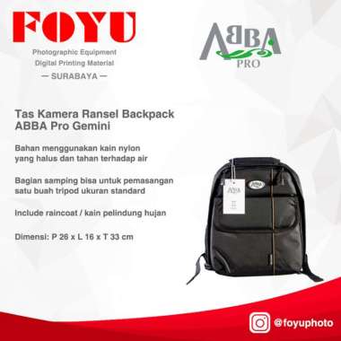 Tas Kamera Ransel Backpack ABBA Pro Gemini Hitam
