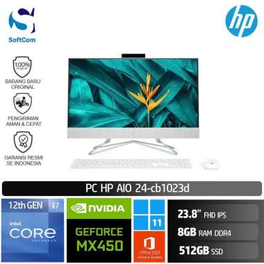 PC HP AIO 24 cb1023d Desktop PC [Core i7-1255U/8GB/512GB SSD/MX450 2GB/23.8" FHD IPS/Win 11 Home+OHS