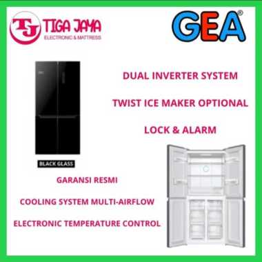 GEA KULKAS G4D 586 KULKAS SIDE BY SIDE INVERTER BLACK GLASS G4D-586