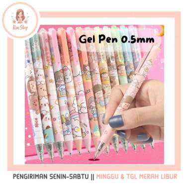 KIM SHOP - Gel Pen Kawai Pulpen Mekanik Ballpoint Kartun Lucu Bolpen Cetek Pena Cartoon Retractable
