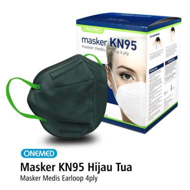 Masker Karet KN95 OneMed 4ply Box isi 20pcs - Hijau Tua