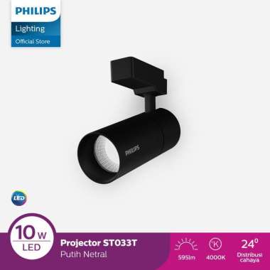 Philips LED Projector ST033T Track Light Hitam 10W 4000K 24D