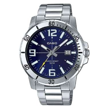 Casio MTP-VD01D-2BVUDF Enticer Men Blue Dial Stainless Steel Strap [Machtwatch] Silver