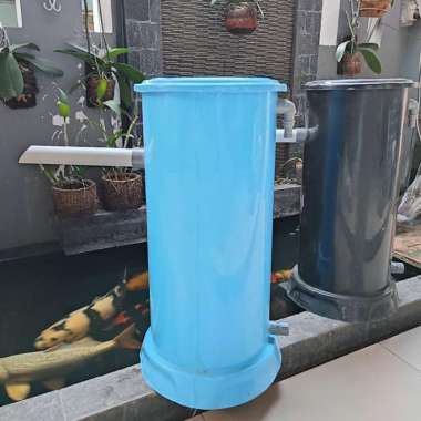 Tabung Tong Bak filter kolam ikan koi size L 30x70cm bahan fiber Tong saja Biru