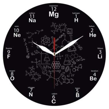 Jam Dinding Unik Rumus Kimia Bulat 30cm Quartz Sweep