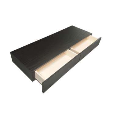 Rak Kayu Ambalan Dinding Kamar Double Pintu Laci 60x20cm Hitam