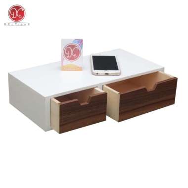 Rak Laci Hiasan Dinding Gantung 40x20cm 2 Penyimpanan Ambalan Dekorasi Putih